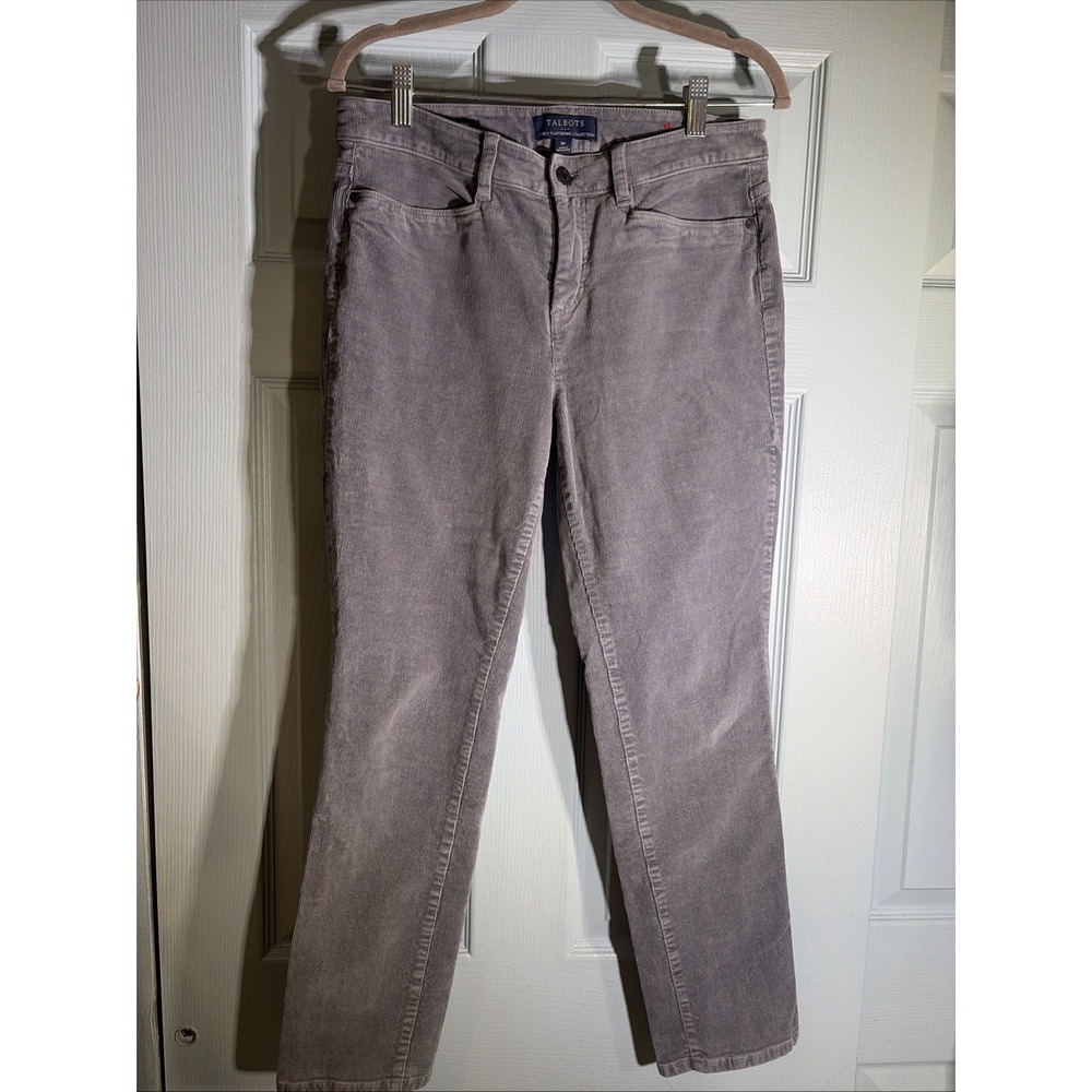 Talbots Womens Pants 8 Petite Gray Corduroy Simply Flattering Coll. Straight
